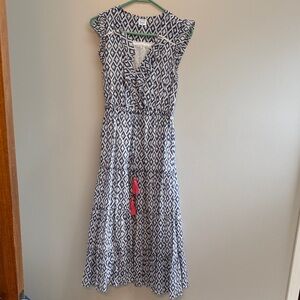 J. Crew Navy and White Geometric Maxi Dress
